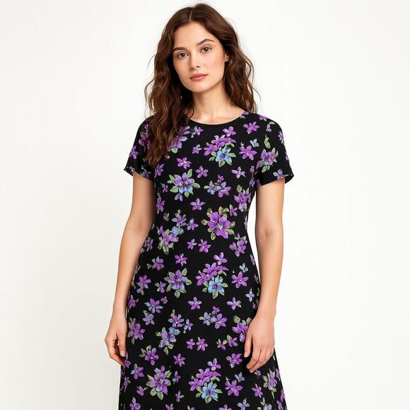 VTG Y2K 90's Floral Butterfly Modest Romantic Whimsy Fairy Midi Dress MEDIUM - Picture 9 of 9